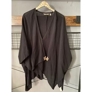 Soft Surroundings Black One Size Cotton Poncho
